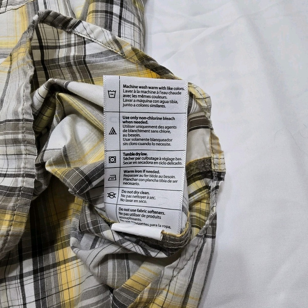 Carhartt Shirt Relaxed Fit Mens XL Gray Blue Plaid Pearl Snap Short Sleeve - Picture 6 of 11